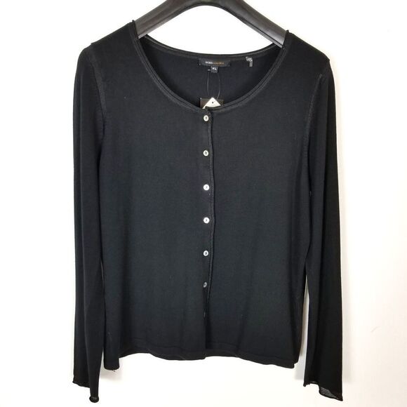 BCBGMaxazria Women Cardigan Sweater Size XL Black Button Up Long Sleeve - Picture 1 of 5